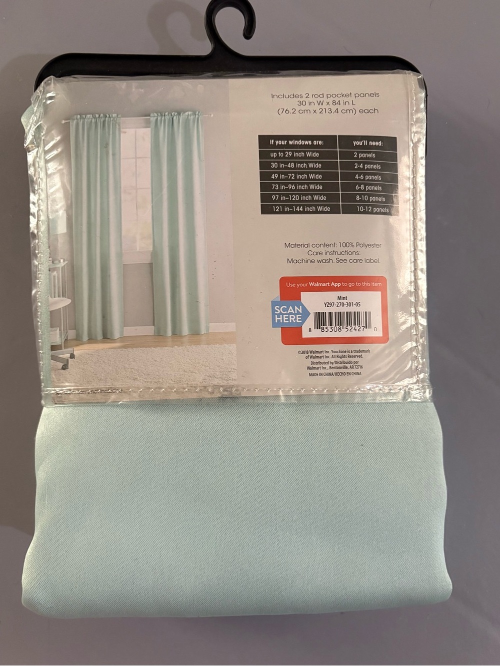 Mint Polyester Rod Pocket Curtain Panel Pair - Soft Light Green Window Drapes